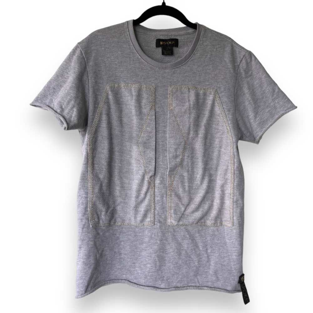 Bespoke Gray Cotton Blend Casual Short Sleeve unisex T Shirt